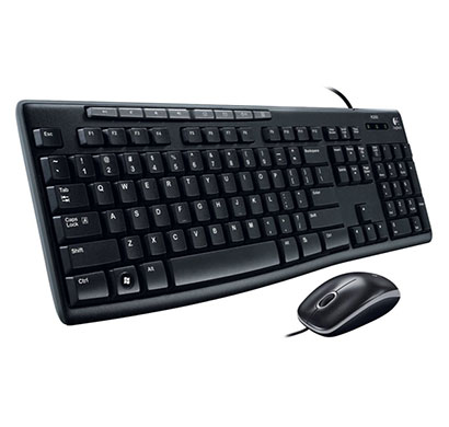 logitech mk200 media wired keyboard and mouse combo black